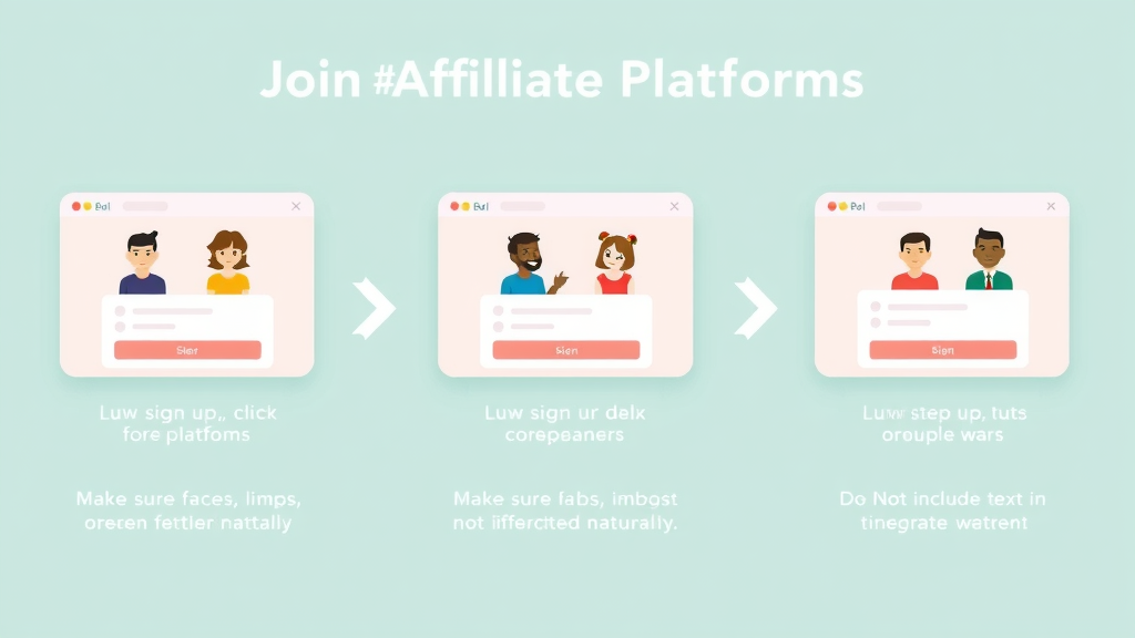 guided process joining affiliate platforms sign-up panels user icons browser dashboard