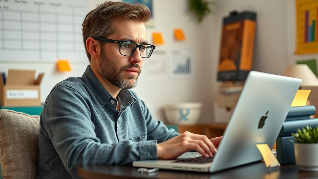 enthusiastic blogger writing a detailed affiliate product review and optimizing blog post for content marketing for affiliates