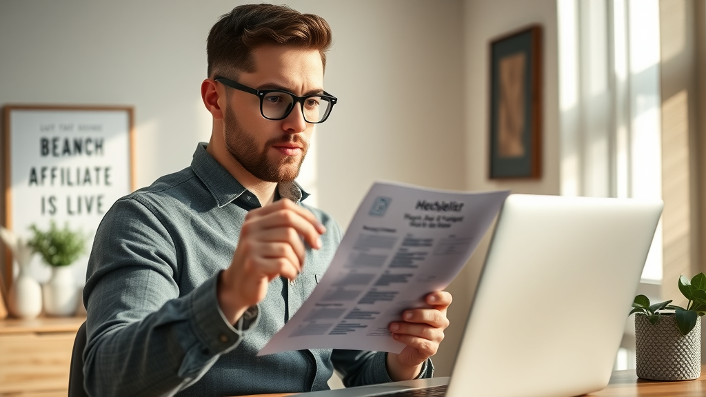 Determined person ready to launch affiliate marketing business with checklist in hand and confident expression