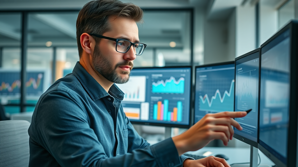 Professional marketer analyzing affiliate marketing conversion metrics and ROI results