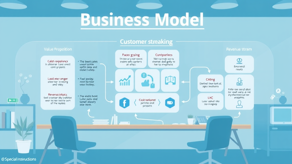Key components of online marketing business models: value proposition, revenue model, customer segment infographic