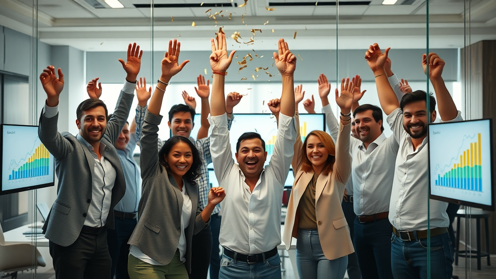 successful affiliate marketers celebrating passive income and revenue growth, affiliate marketing strategies