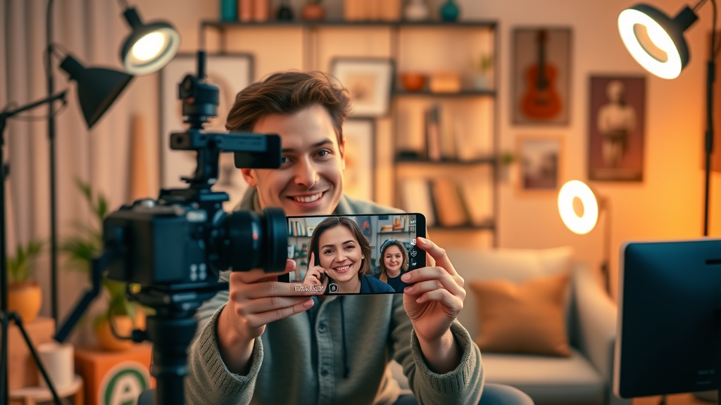 content creator recording YouTube Shorts with affiliate links and shoppable video features in 2025
