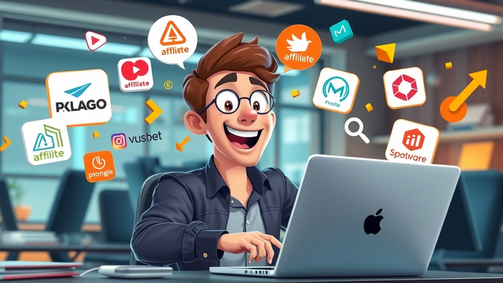 multiple affiliate program logos surrounding new marketer choosing high-converting affiliate programs