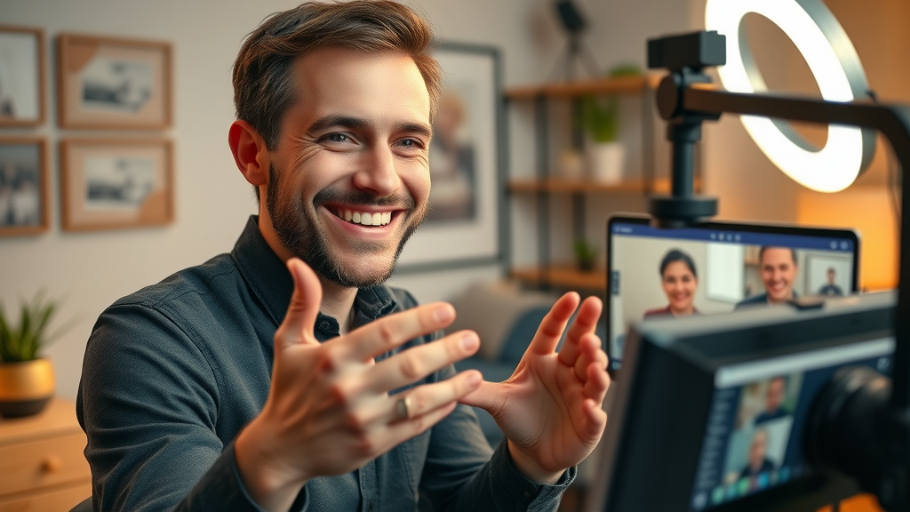 confident digital creator engaging social media audience for affiliate marketing beginners