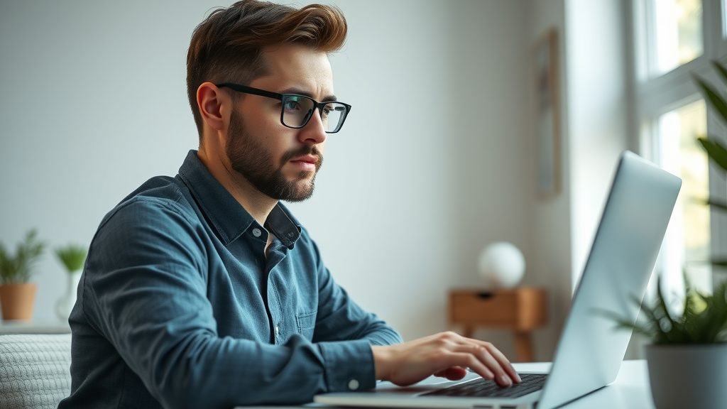 modern affiliate marketer working on laptop analyzing affiliate programs data, building affiliate marketing from scratch