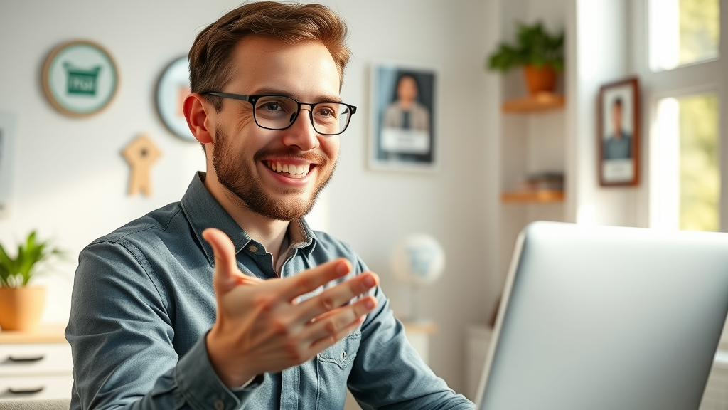 Affiliate marketer starting out, presenting trustworthy affiliate product recommendation in a blog, testimonials, trust symbols, sunlight