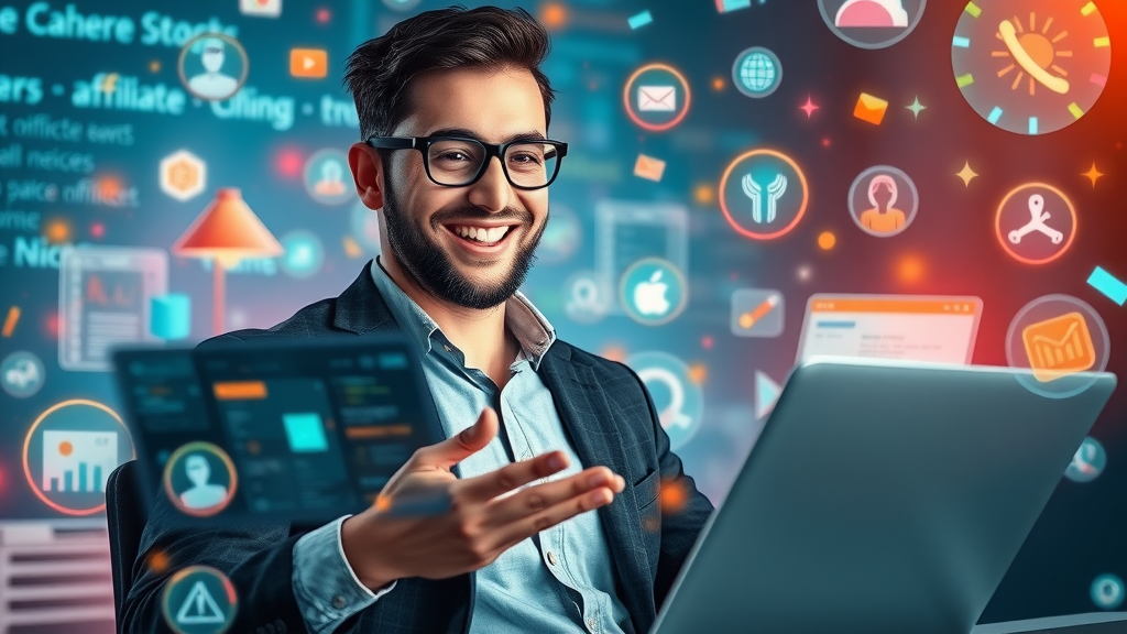 entrepreneur juggling multiple affiliate products and programs for diversified passive income