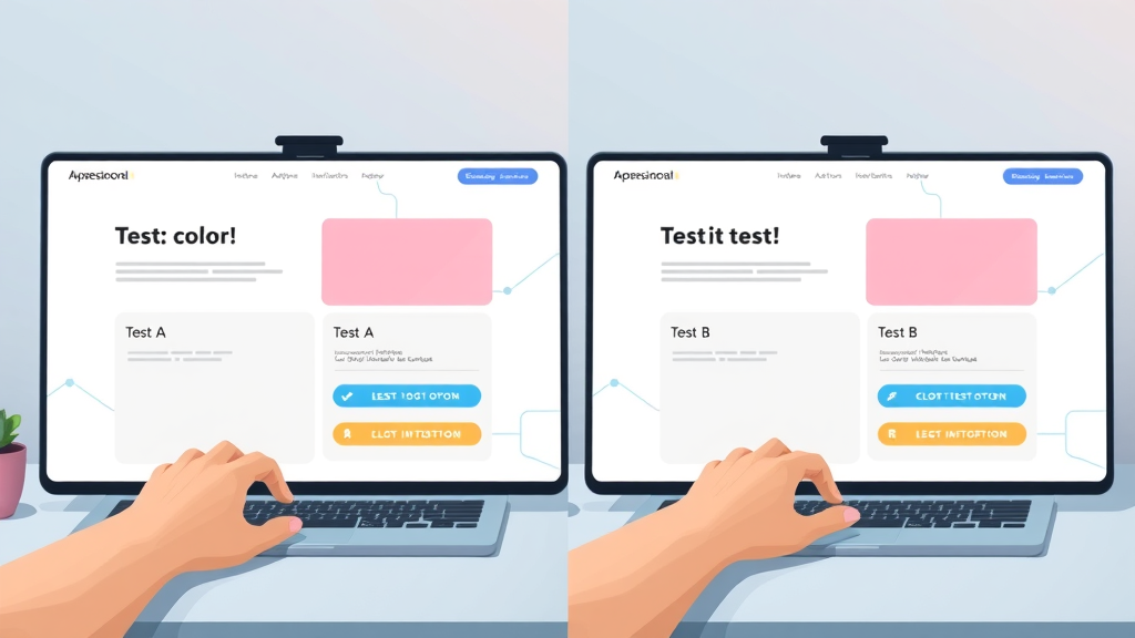side-by-side affiliate landing pages A/B test: different designs and CTA elements compared