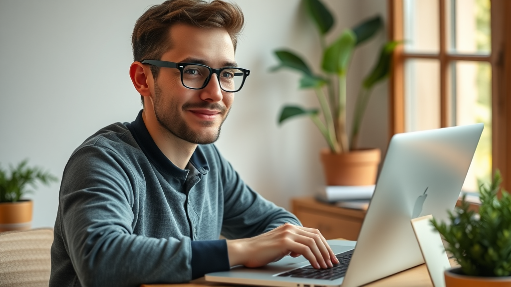 focused blogger creating an authentic product review for affiliate marketing beginners