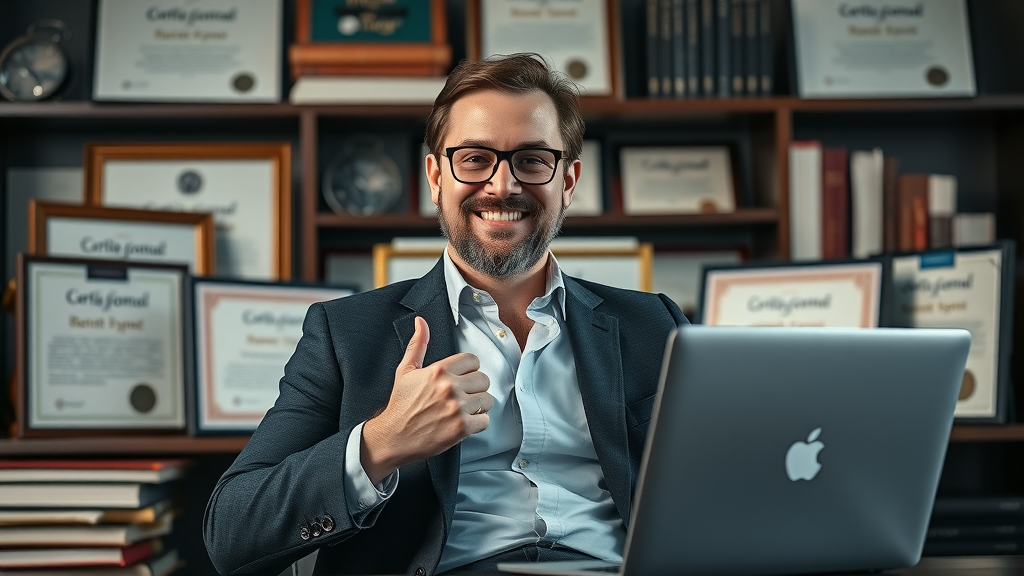 proud authoritative affiliate expert in modern study with content marketing awards and certificates