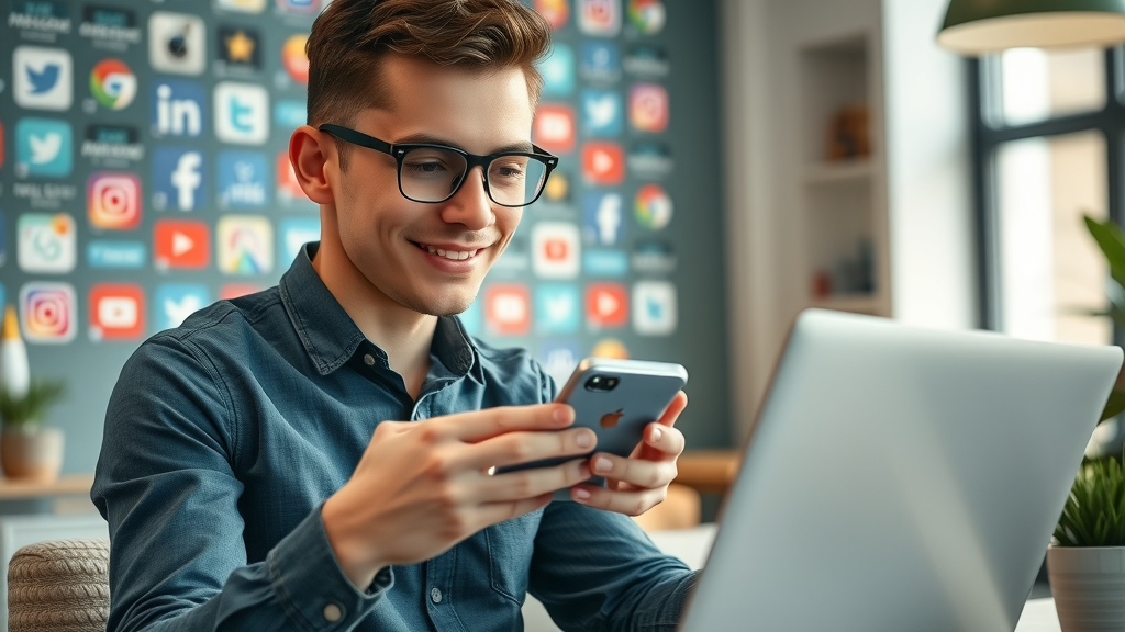 Affiliate marketer using social media marketing tools to manage and schedule posts