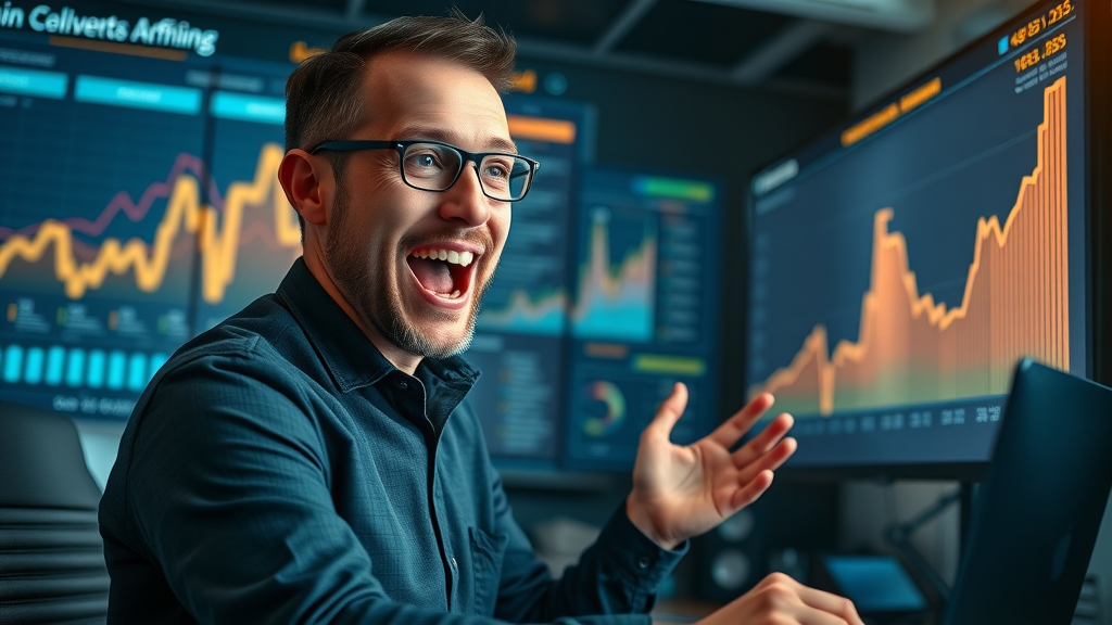 successful affiliate marketer reviewing affiliate income growth and earnings metrics, affiliate marketing from scratch