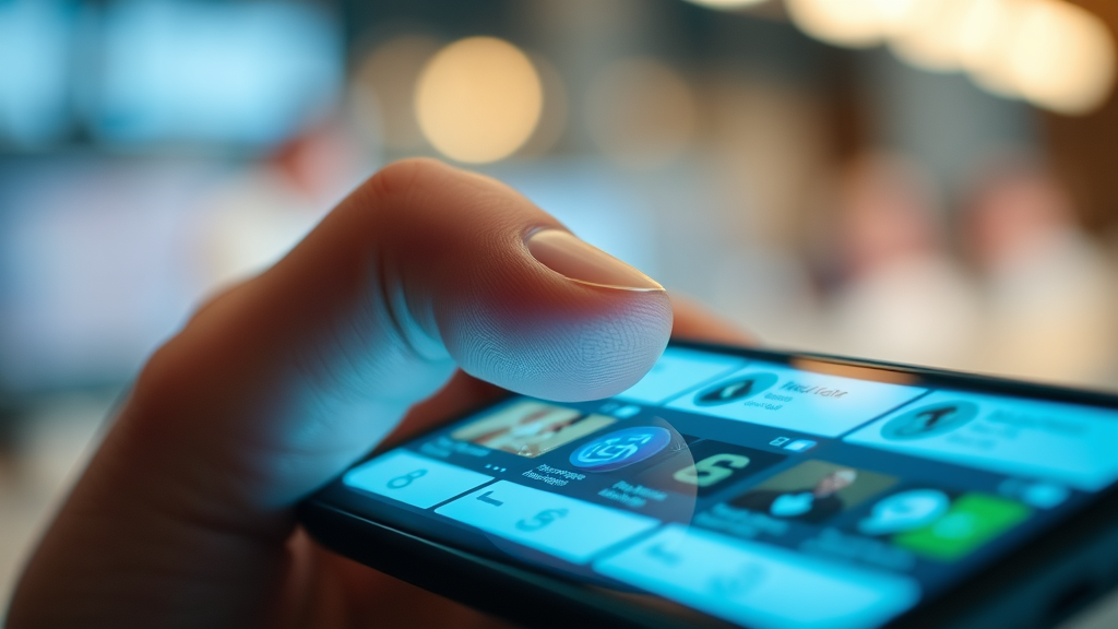 Modern smartphone with highlighted affiliate link being clicked on social media platform