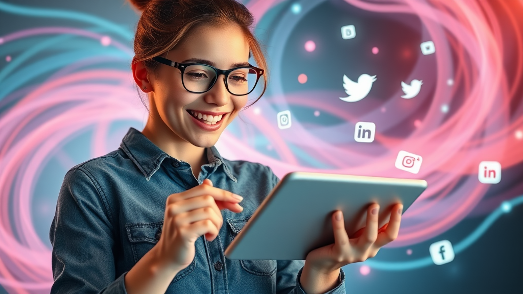 enthusiastic marketer setting up social media post scheduler showing digital growth - Social Media for Affiliate Marketing