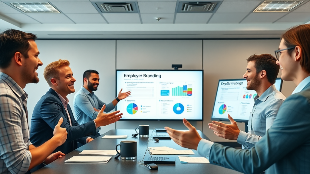 Employer branding meeting for recruiting top earners in modern recruiter job market