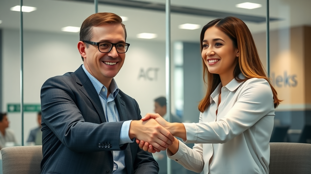 Senior recruiter closing interview with a top earner in modern HR department